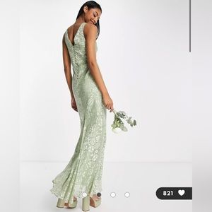 ASOS DESIGN Bridesmaid twist front maxi dress with floral devore detail